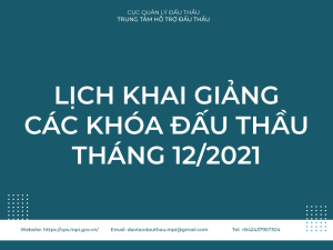 lịch khai giảng đấu thầu tháng 12.2021