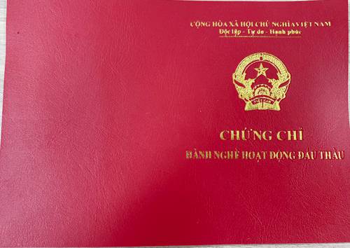 Mặt sau chứng chỉ hành nghề hoạt động đấu thầu
