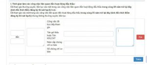 Phần kê khai quá trình hoạt động chuyên môn về đấu thầu
